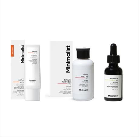 Minimalist Set Of Spf50 Face Sunscreen Niacinamide Face Serum Salicylic Acid Face Wash 566