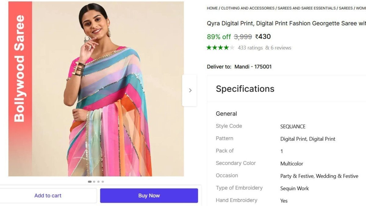 Digital Print Fashion Georgette Saree With Unstitched Blouse 430 More -
