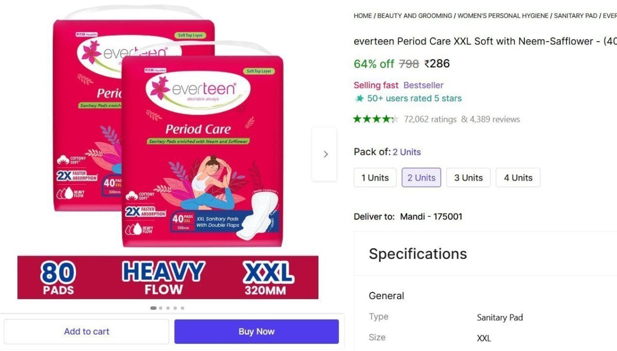 Everteen Period Care Xxl Soft (80 Pads) 286