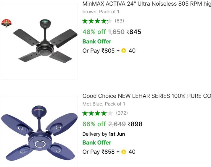 Ceiling Fans From 845