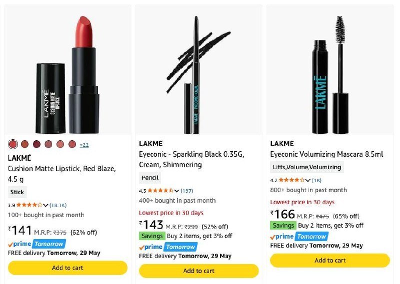 80 On Beauty Products Lakme Pond S Biotique Vaseline Garnier Lux Parachute Dove Fiama