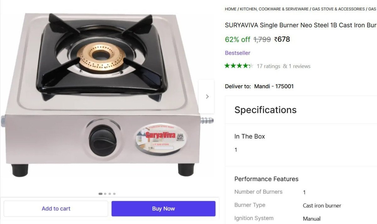 Stainless Steel Manual Stove (1 Burners) 678