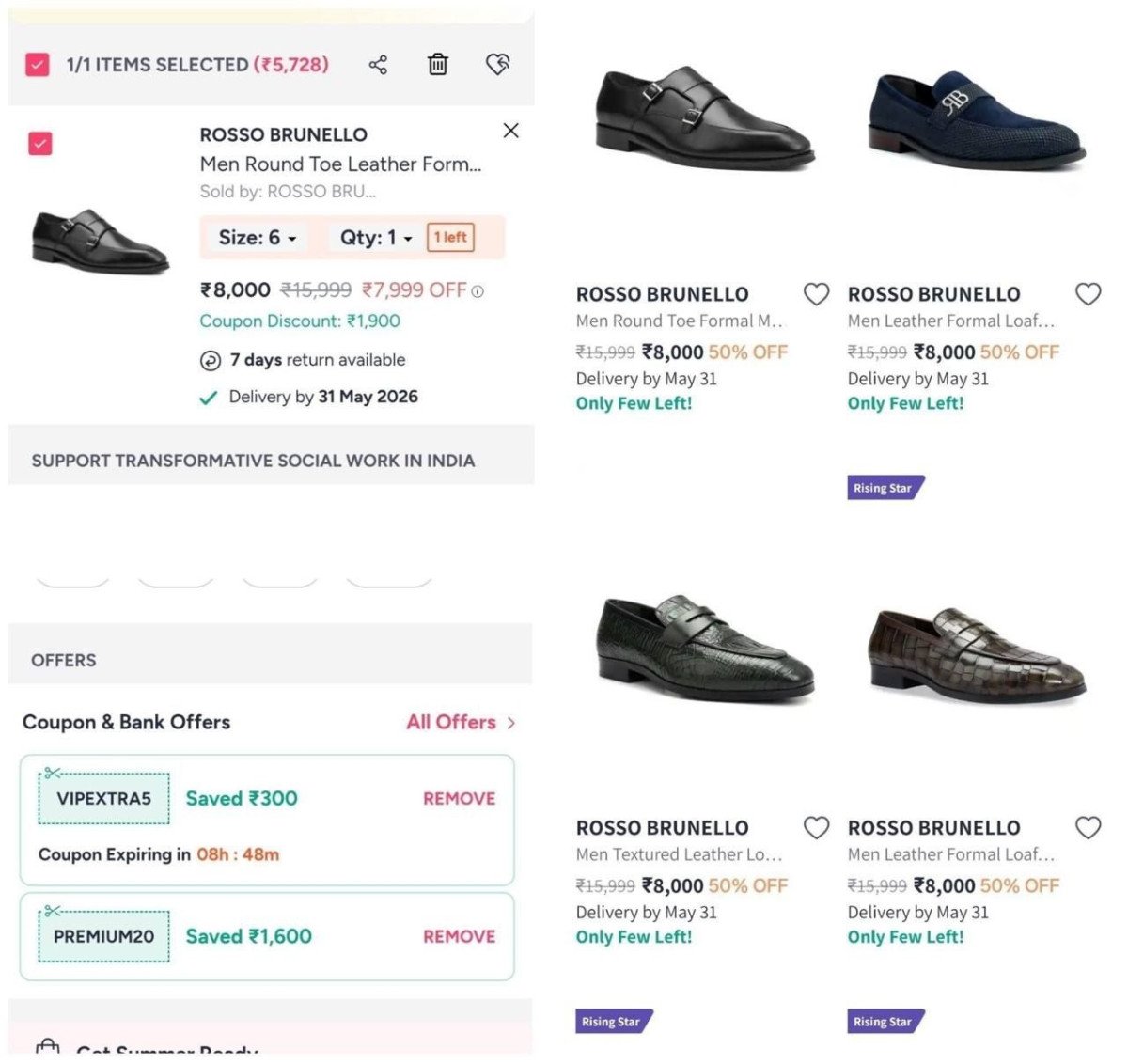 Rosso Brunello Lootmin 50 Extra 20 Coupon Bank Discount Luxury Brand Loot
