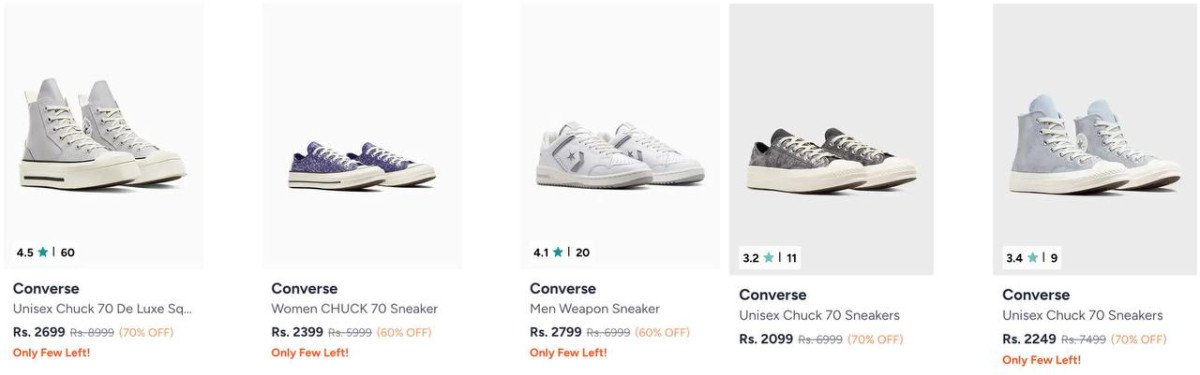 Myntra Loot 80 On Converse Men Shoes Clothing Women Shoes Clothing