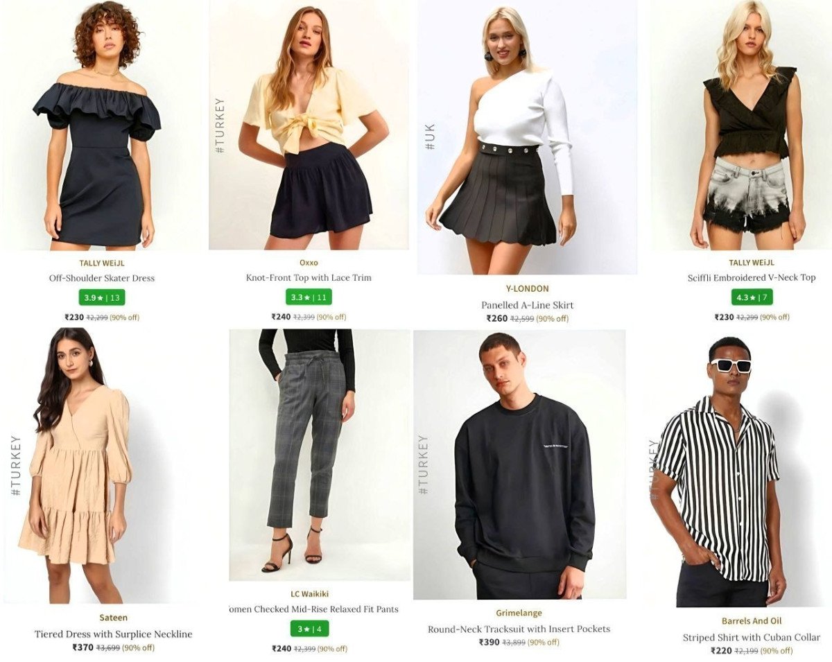 Ajio Loot 92 On International Brands Clothing Mens Womens Suggestions Tally Weijl (switzerland) Barrels Oil (turkey) Lc Waikiki (turkey) Oxxo (turkey) Gri