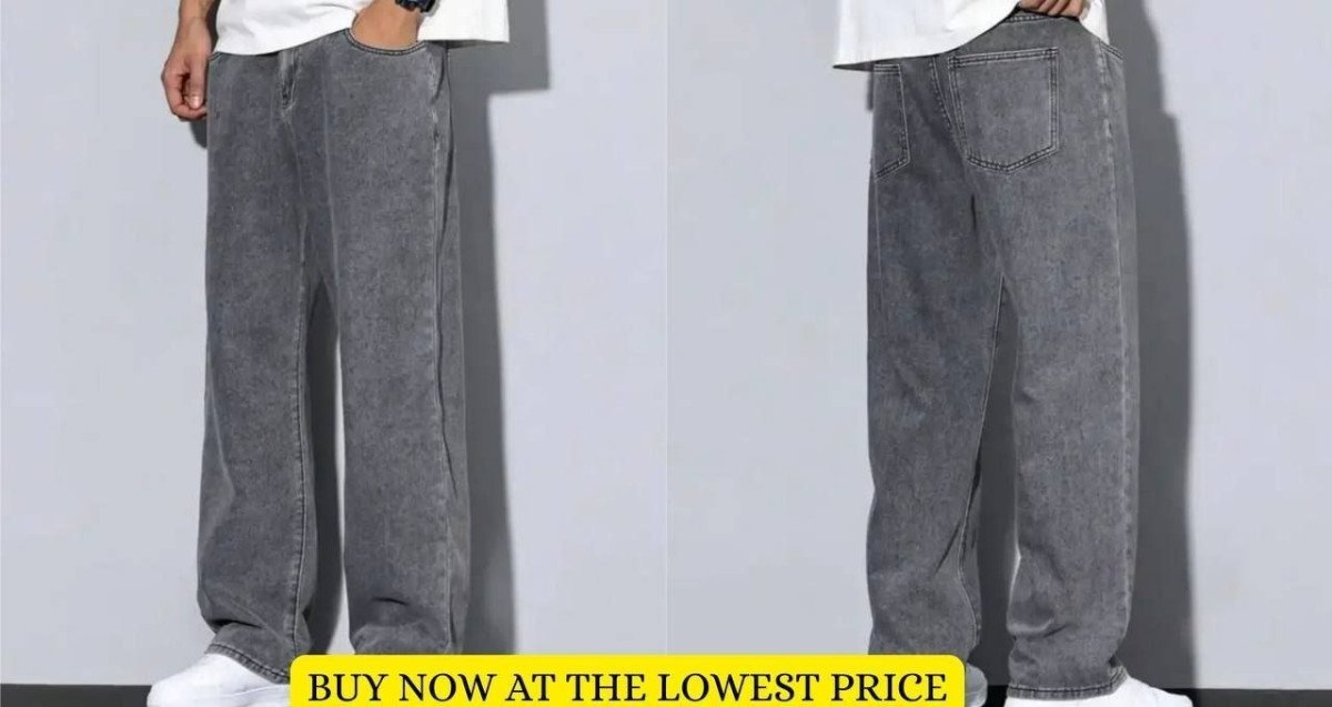 Mens Loose Fit Grey Jeans Now At The Lowest Link