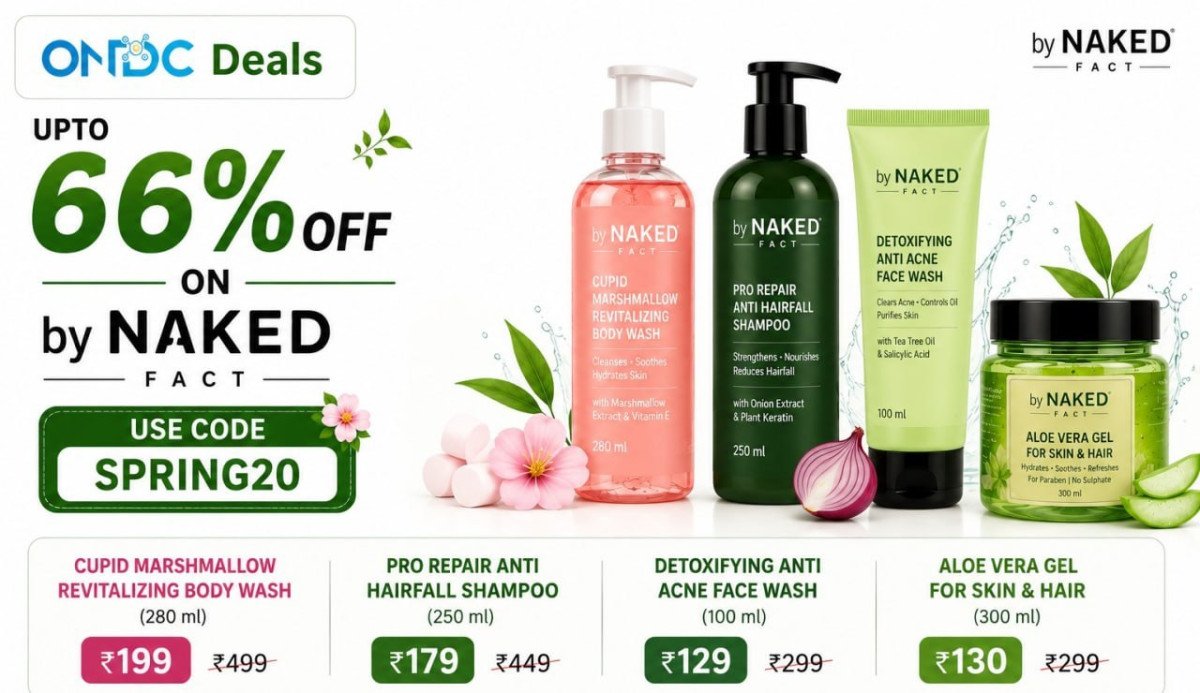 Ondc Deals 66 On By Naked Fact Productsuse Code - Spring20 Detoxifying Anti Acne Face Wash 129 - Aloe Vera Gel For Skin Hair 130 - Pro Repair Anti Hairfall Sha