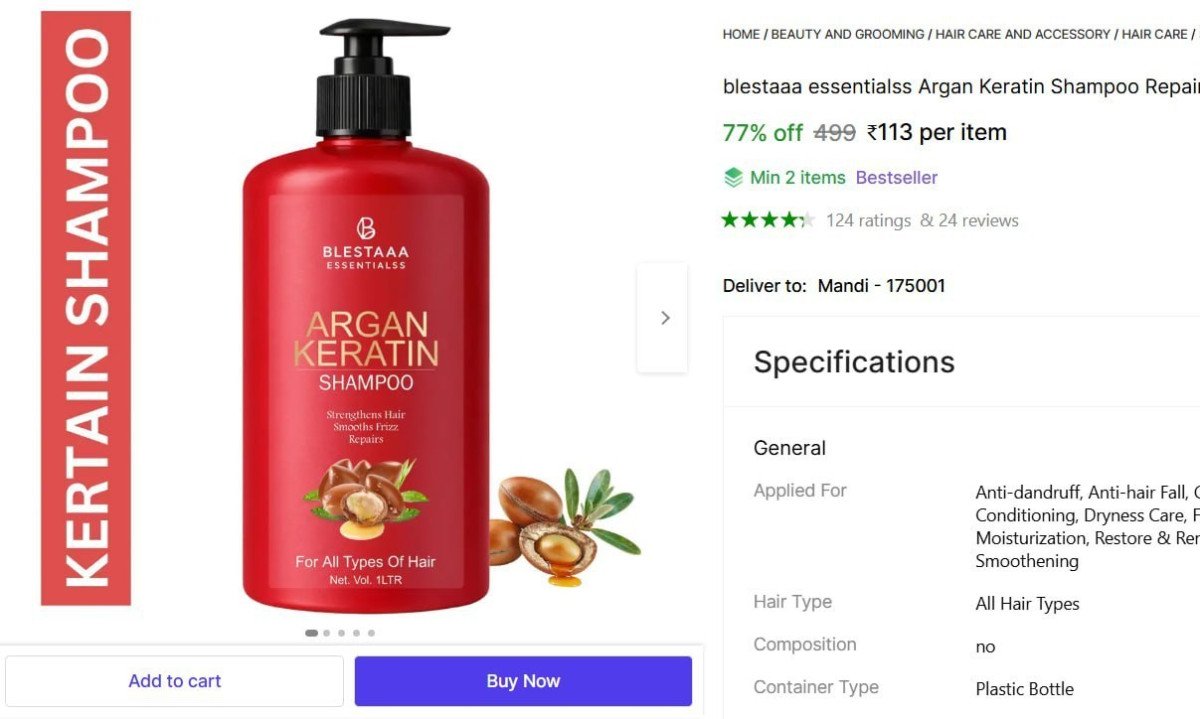 Blestaaa Essentialss Argan Keratin Shampoo (1 L) 113