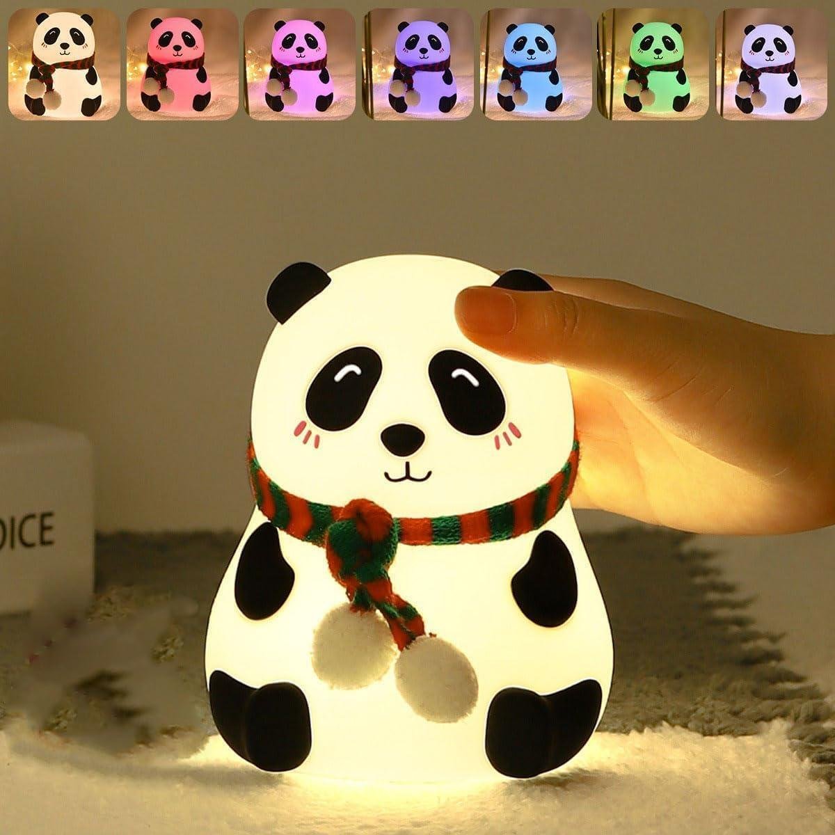 One94store Rechargeable Silicone Panda Night Light For Kids 7-color Led Changing Lamp 359