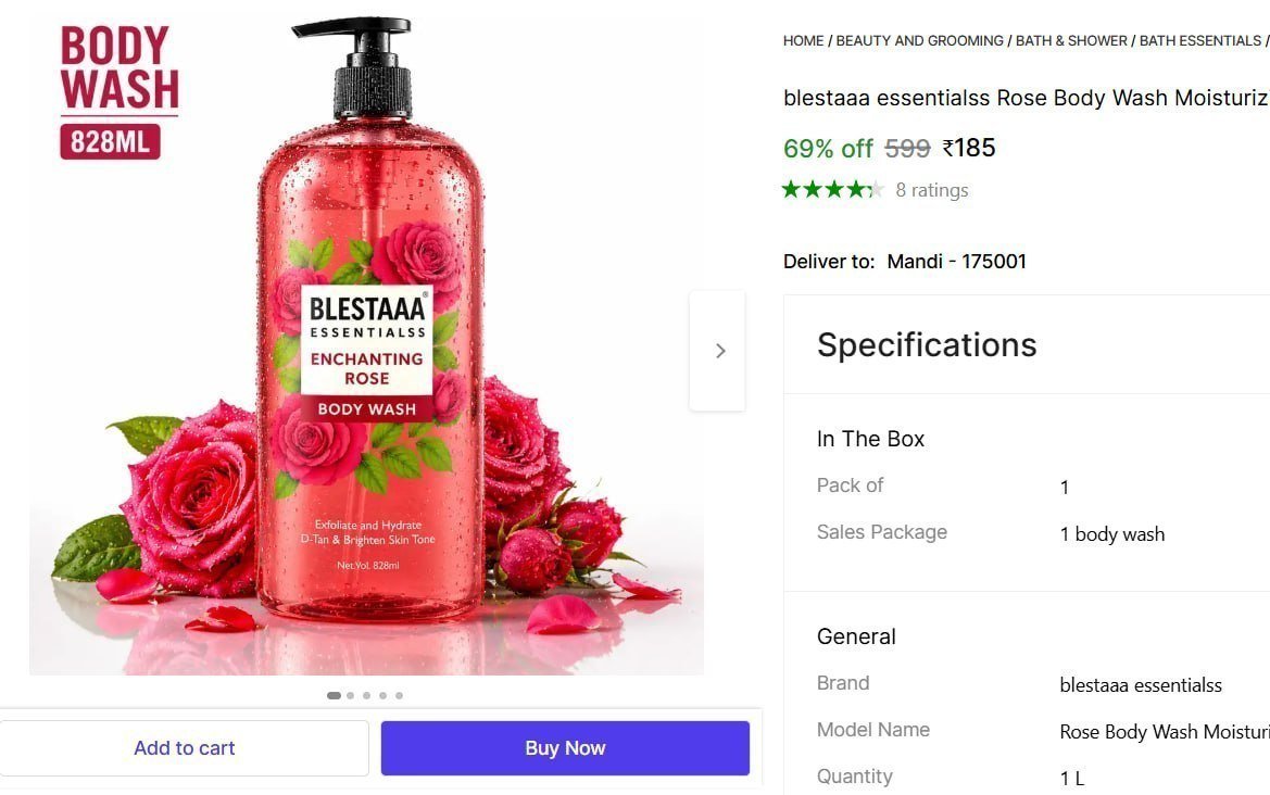 Blestaaa Essentialss Rose Body Wash (1l) 185