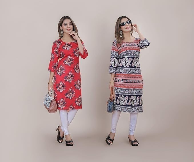 Women S Multicolor Exclusive Casual Crepe Kurta Pack Of 2 Kurta Kurta For Women 199