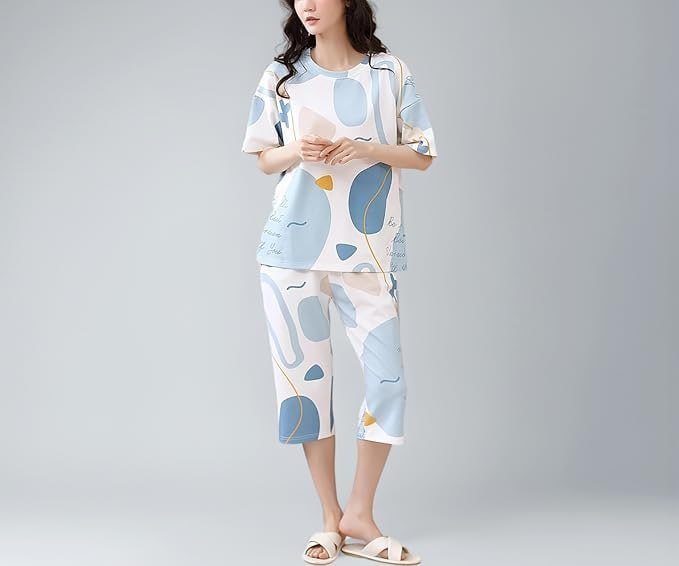 Lunza Womens Cotton Pajama Set With Top Pants 454