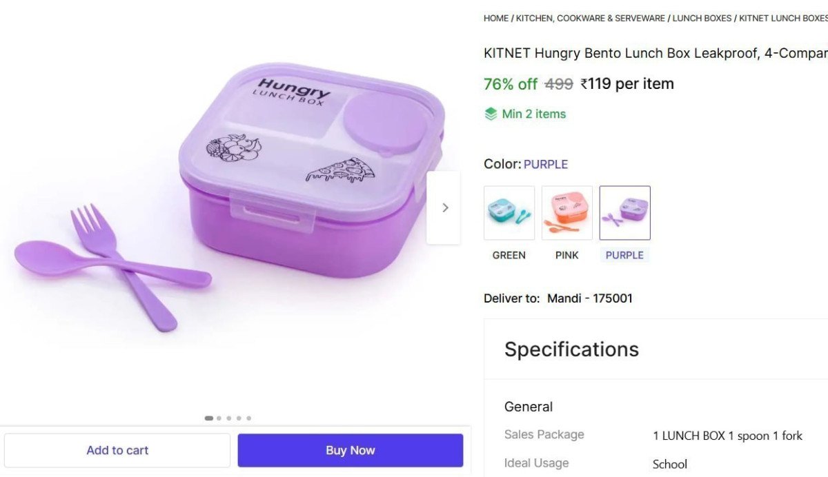 - Compartment Tiffin With Spoon Fork 119