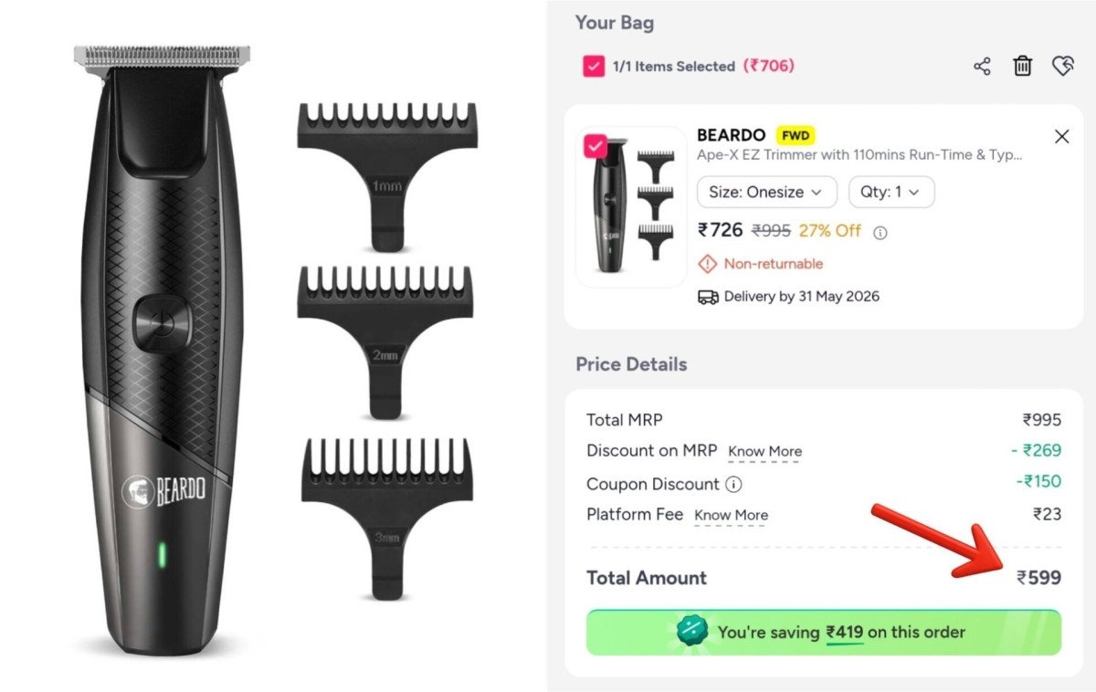 Beardo Apex Trimmer At 599apply Code Beardoflat150