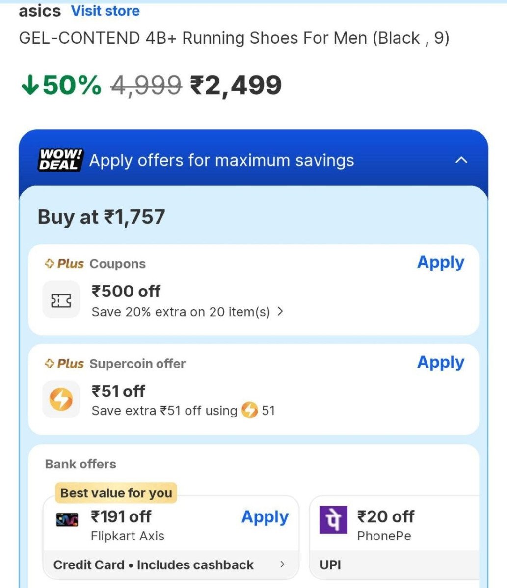 Flipkart Sale Deals Asics Gel Content 4b 1757