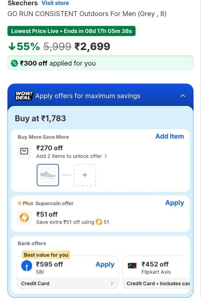 Flipkart Grwm Grwm Deals Skechers Go Run Consisten
