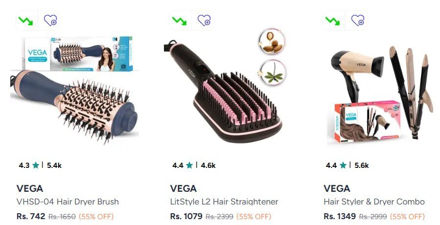 Myntra Vega Trimmers Straighteners Groomers Curlers Multistylers At Flat 55