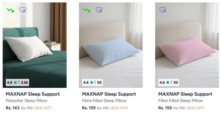 Myntra Pillows Starting 143 Jaipuri King Bedsheets Starting 399