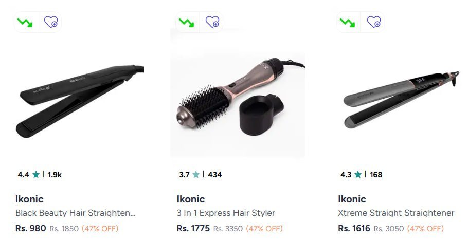 Myntra Ikonic Trimmers Curlers Straighteners Hair Dryers Min 40