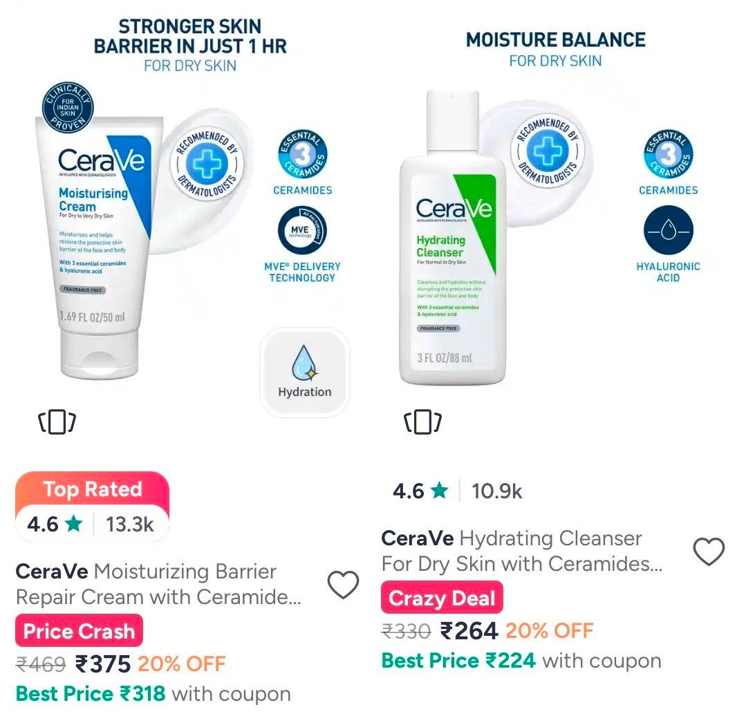 Myntra Cerave 20 On Facewash Cleanser -