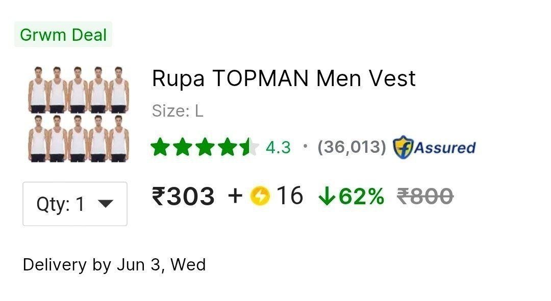 Pack Of 10 Rupa Vest 303 Sc Just 30 - Per Peice