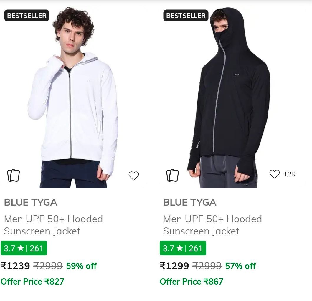 Ajio Blue Tyga Men Upf 50 Hooded Sunscreen Jacket At Min 50 Link