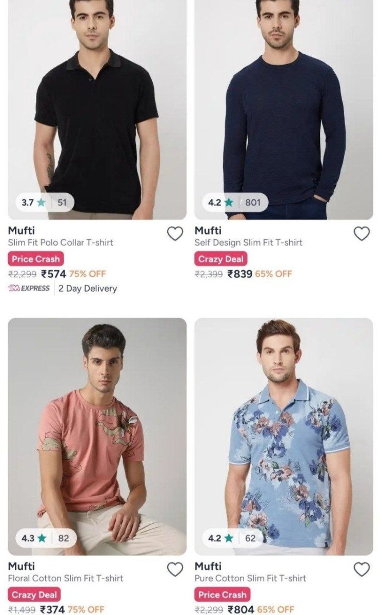 Myntra Flat 75 On Mufti Clothing Tshirt Shirt Jeans Trousers Shorts Sweatshirts Jackets