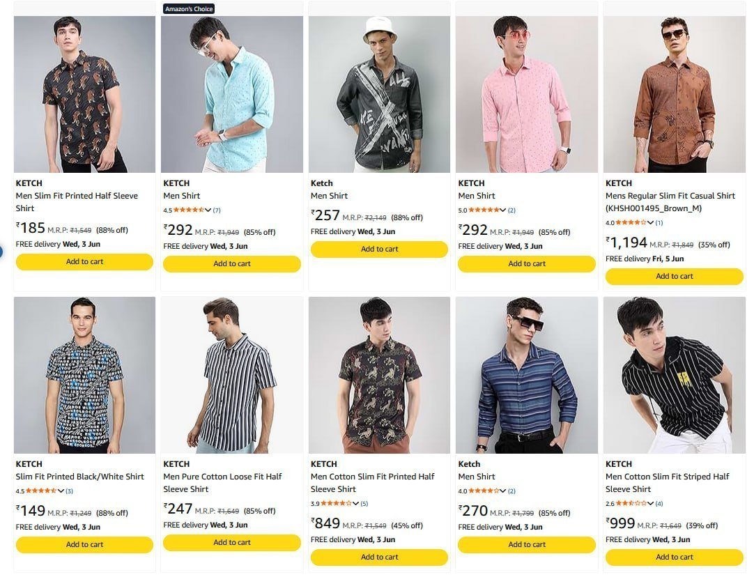 Ketch Men Shirt 88 Starting From Rs 149 Amazon