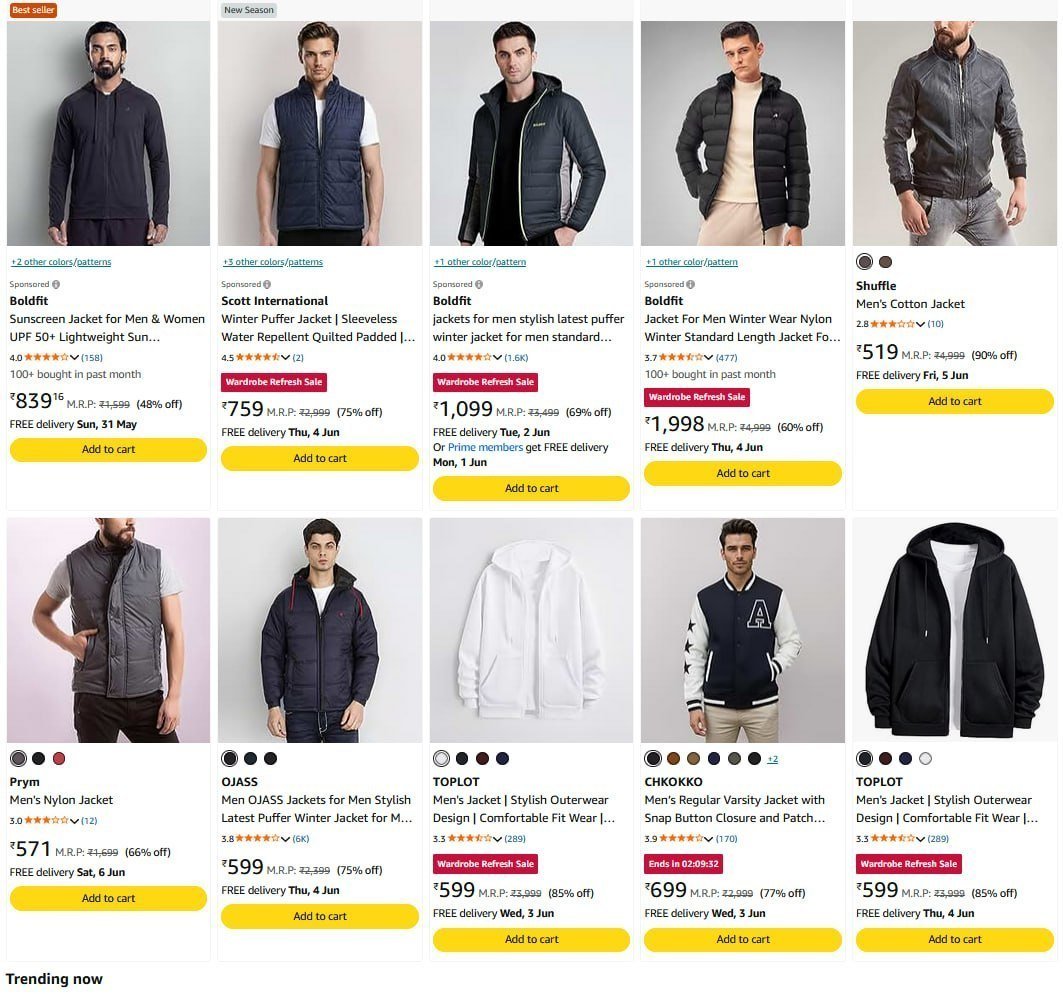 Men S Jacket 90 Starting From Rs 433 Amazon
