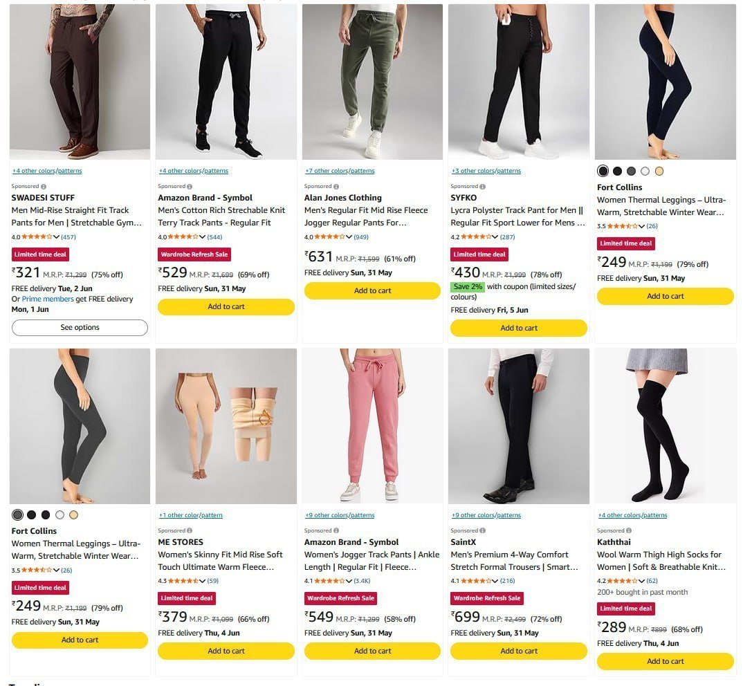 Fort Collins Bottomwear 88 Starting From Rs 249 Amazon