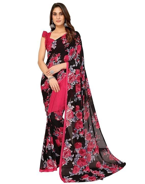 Amazon Georgette Saree With Unstitched Blouse Material 289