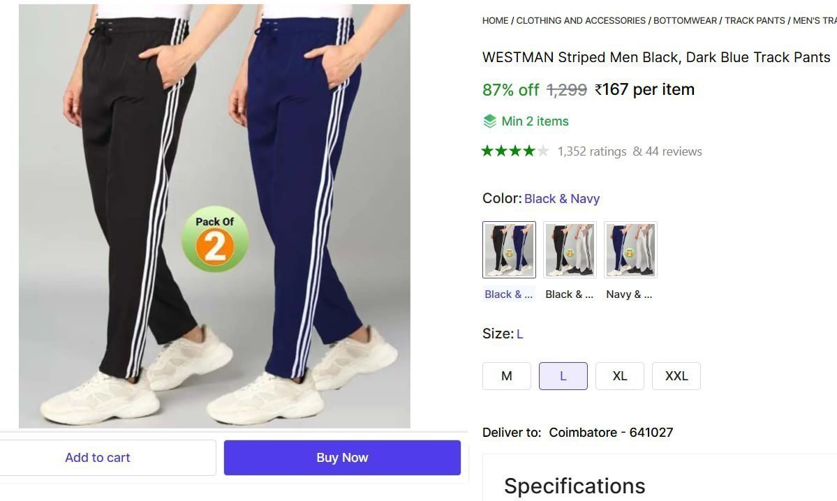 Men Striped Track Pants 167 Min Buy - 2