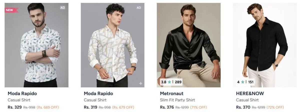 Myntra Loot Moda H N Baesd Metronaut Black White Shirts 399 Moda H N Baesd Metronaut Shirts Floral Print 399 Moda H N Baesd Metronaut Trousers 399 H N Trousers 499