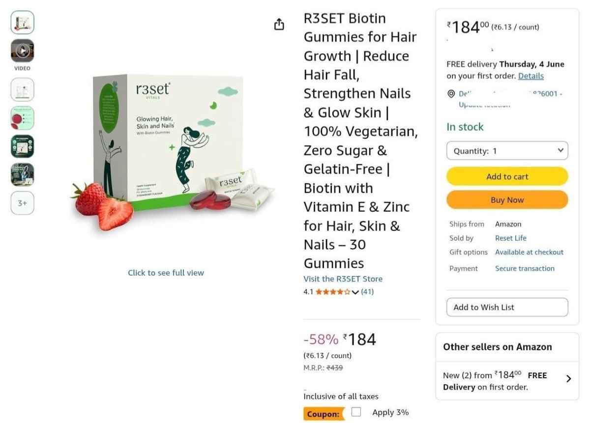 Loottt Fasttt R3set Biotin Gummies For Hair G