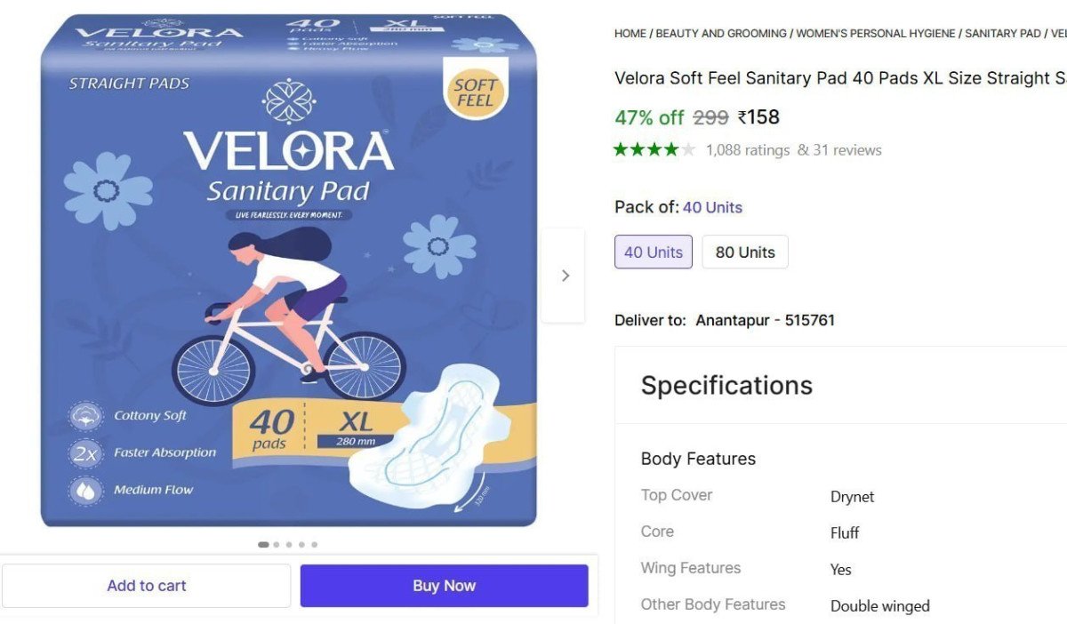 Sanitary Pads Xl Size 158