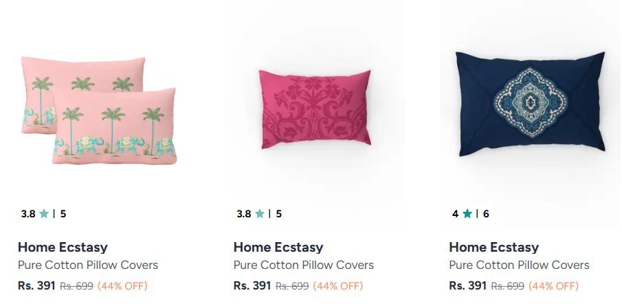 Myntra Home Ecstasy Pillow Cover Bedsheet 50 