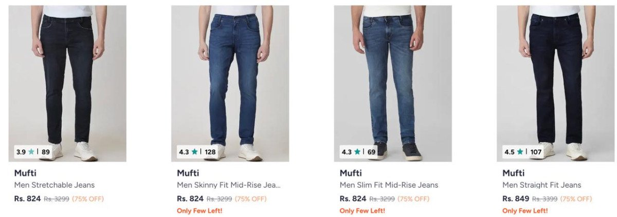 Myntra Flat 75 On Mufti Clothing Tshirts Shirts Jeans Trousers Shorts Sweatshirts Jackets