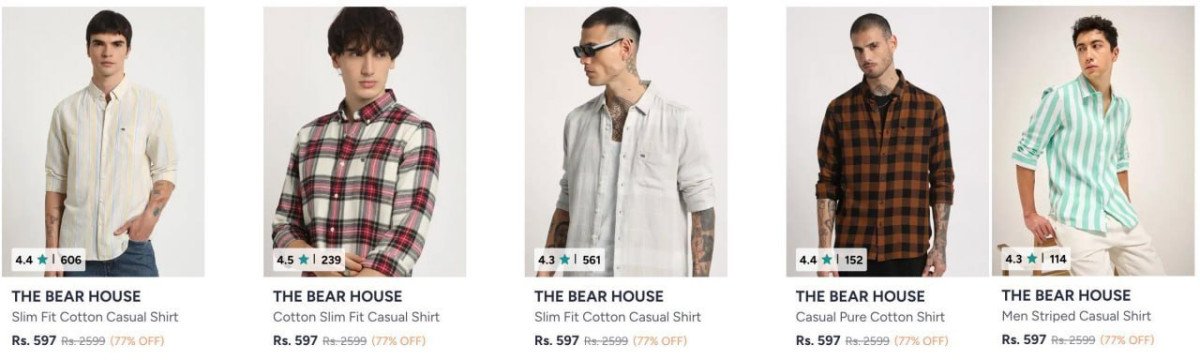 Myntra 77 On The Bear House Clothing Shirts T