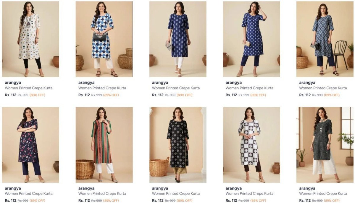 Women Printed Crepe Kurta 112
