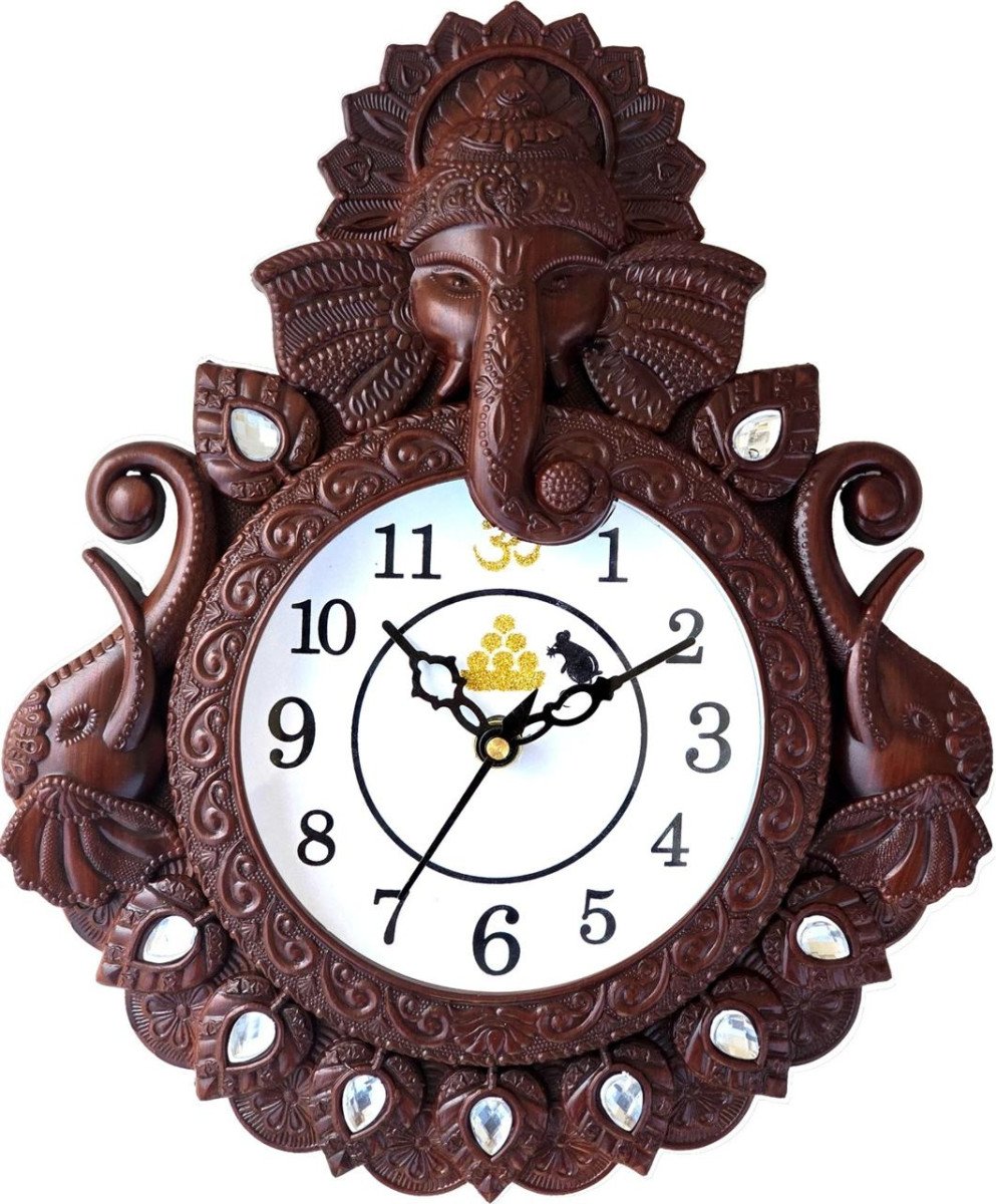 Grabbasket Analog 31 Cm X 24 Cm Wall Clock (black With Glass Standard) 194