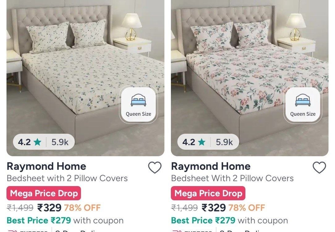 Myntra 80 On Branded Double Bedsheets Raymond Mytrident Story Home