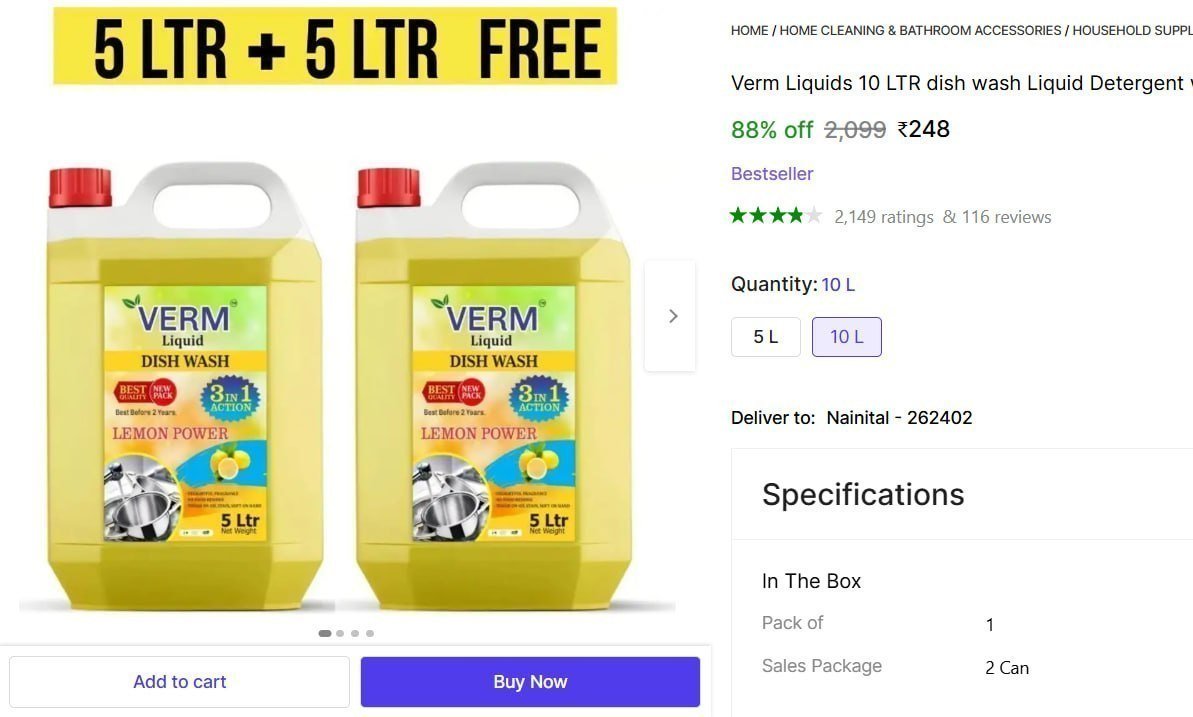 Ltr Lemon Dishwash Liquid 248