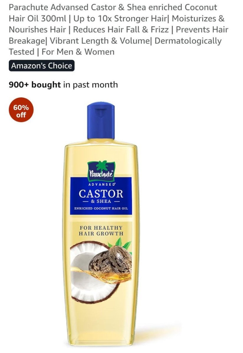 Amazon Parachute Advansed Castor Shea Enriche