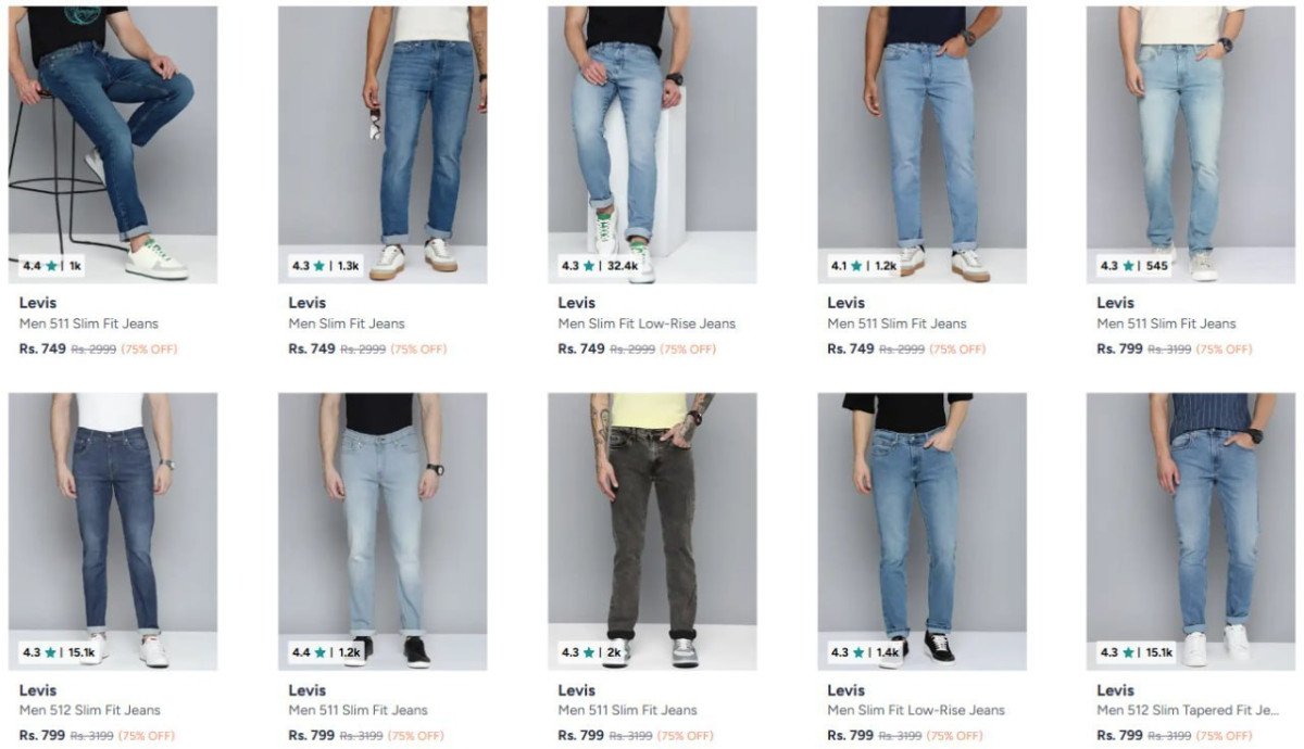 Myntra Loot 80 On Levi Clothing Jeans T-shirts Shi