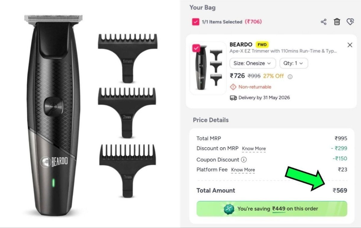 Lowest Beardo Trimmer At 569apply Code Beardoflat1