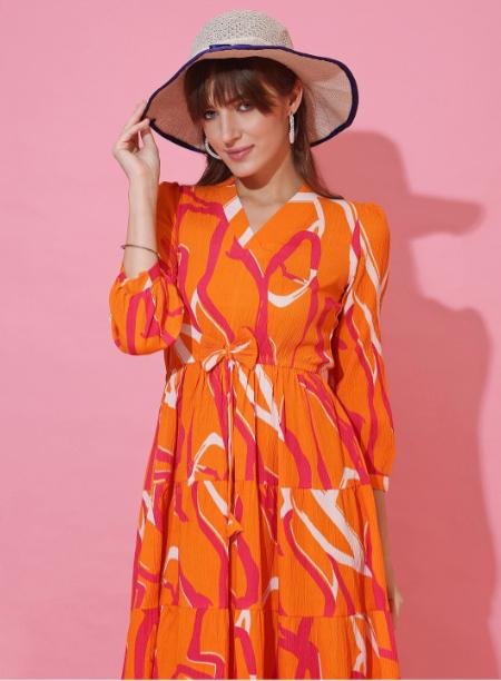 Vishudh Geometric Printed Mandarin Collar Short Sleeves A-line Kurta 373