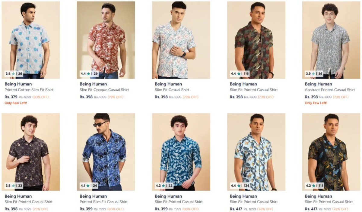 Myntra 80 On Being Human Men Clothing Tshirts Shirts Sweatshirts Jackets Jeans Shorts Trackpants
