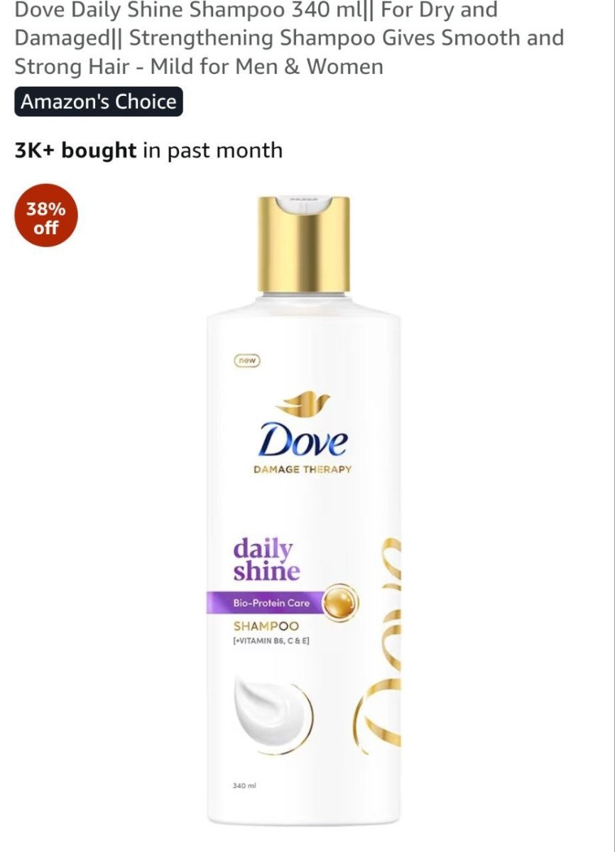 Amazon Dove Daily Shine Shampoo 340 Ml 265