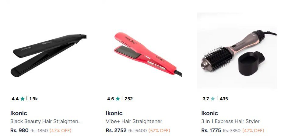 Myntra Ikonic Trimmers Curlers Straighteners 