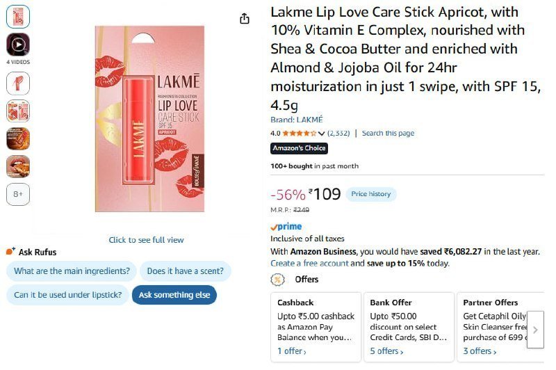Lakme Lip Love Care Stick 4 5g 109